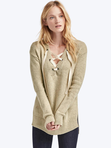 Lace-up long sleeve sweater