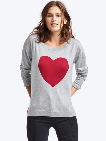 Heart intarsia drop shoulder sweater
