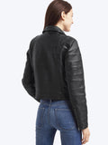 Leather multi-seam moto jacket