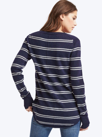 Stripe deep V-neck sweater