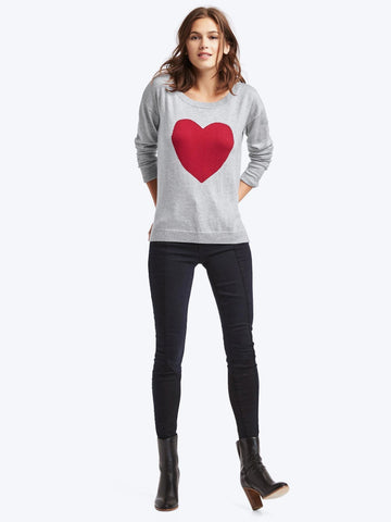 Heart intarsia drop shoulder sweater